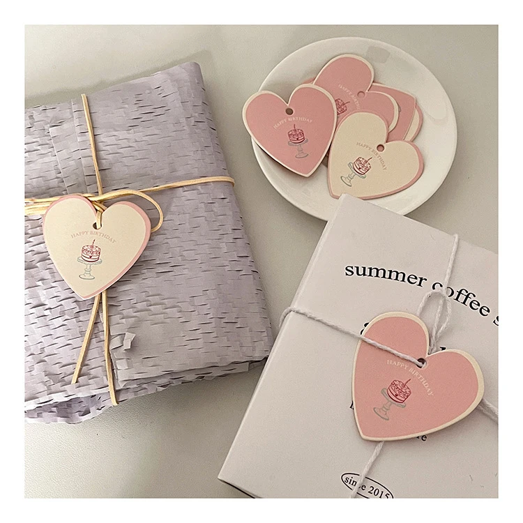 Custom Heart Tag Wedding Gift Thank You Card Logo Text Name Print Packaging For Small Business Decoration Handmade Label DIY