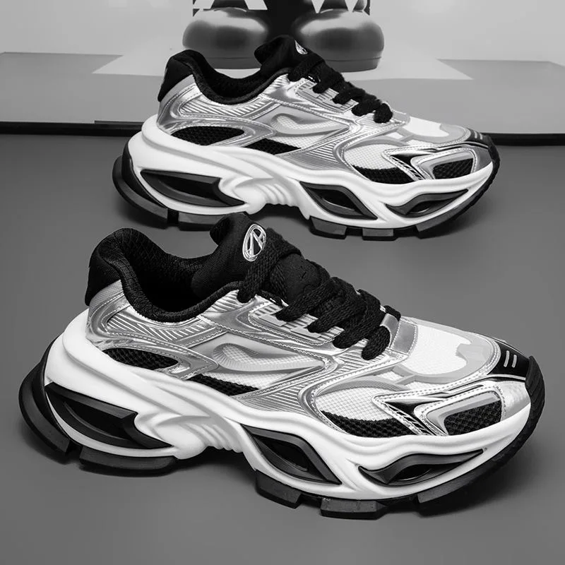 Men's Trendy Versatile Breathable Sports Shoes Casual Running Dad Shoes with Thick Sole Height Increasing