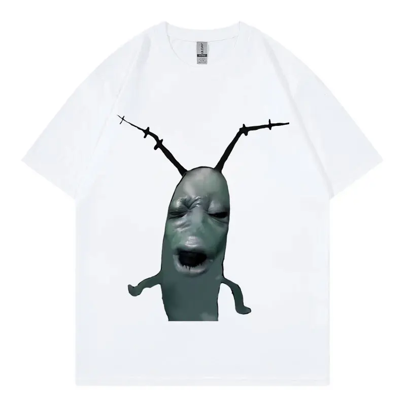 Cursed Plankton Funny Meme T Shirts Gothic Fashion Oversized T-shirt Casual Pure Cotton Short Sleeve T-shirts Unisex Streetwear