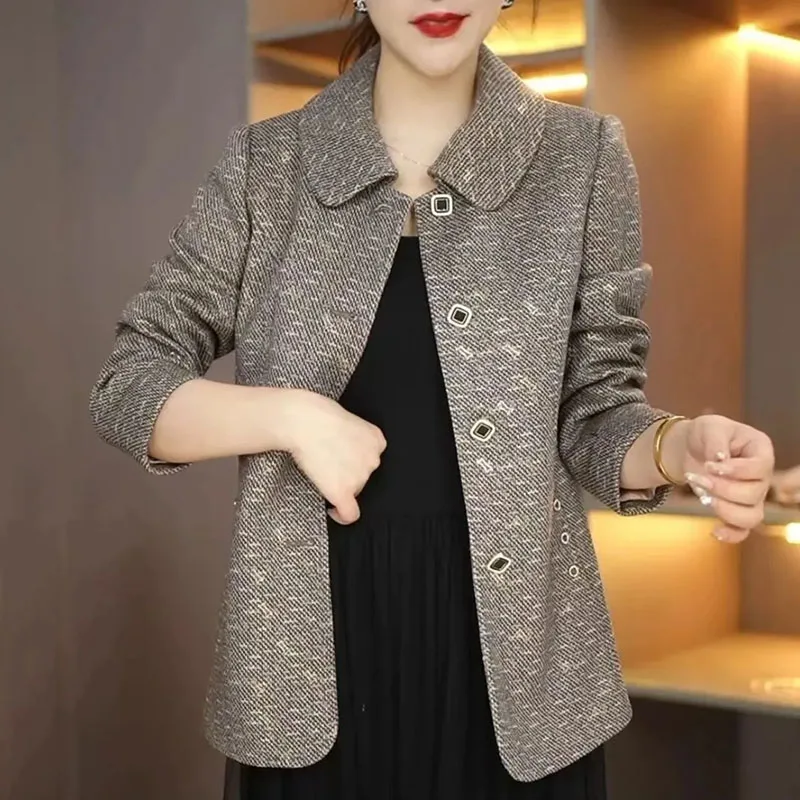 

2023 New Spring Autumn Women‘s Jacket Mid-Aged High quality Long Sleeve Single-Breasted Coat Female Casual Outerwear Ladies Tops