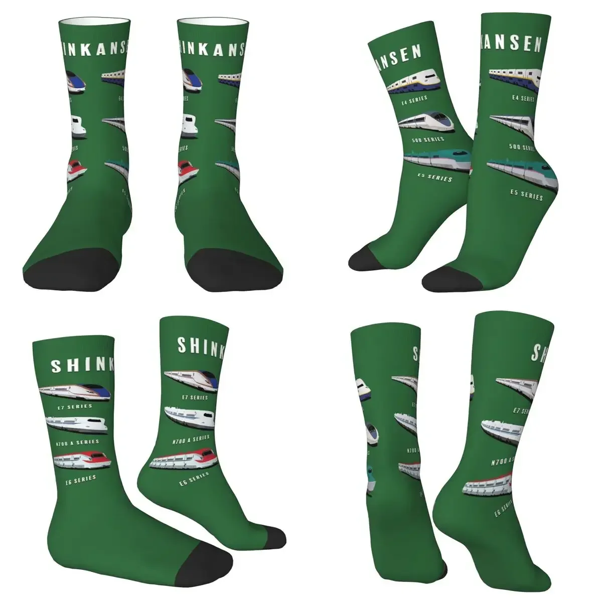 All Seasons Crew Stockings Japanese Shinkansen Bullet Trains Artwork Socks Funny Long Socks for Men Women Valentine's Day Gifts