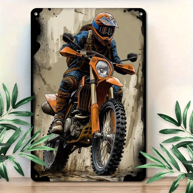 Artistic Aluminum Wall Decor: Striking Motorcycle Rider in An Action Shot Style, Suitable for Contemporary, Thrill Seeking Decor