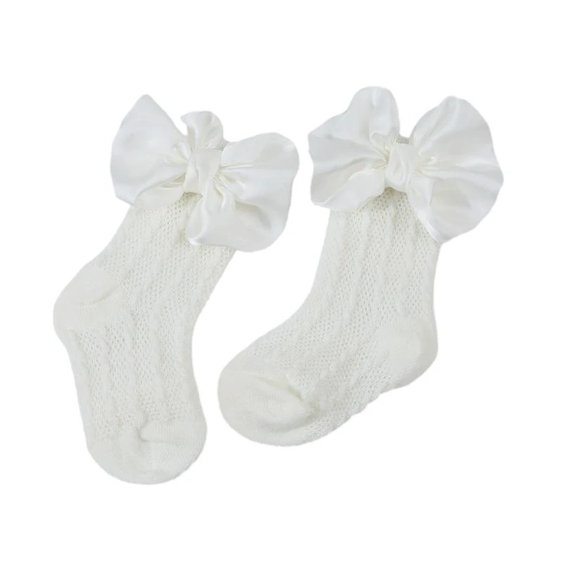 R66D Non Slip Jacquard Socks Baby Headwear Trendy Headband with Bowknot Detail Decor