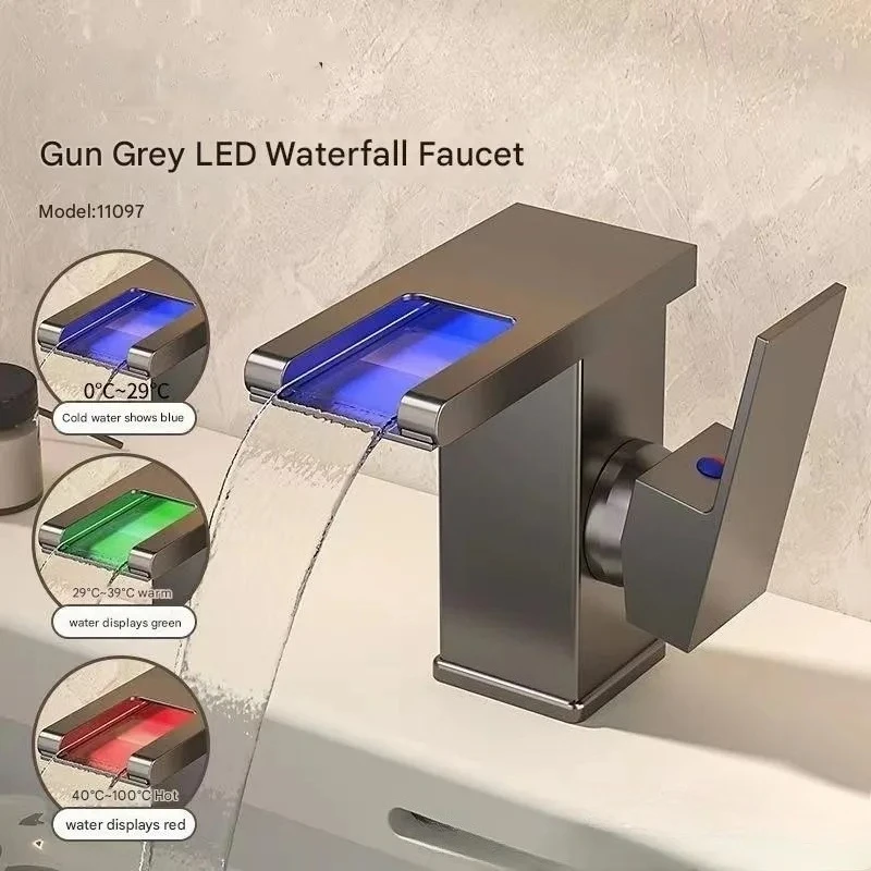 E-commerce Cross-border LED Lights, Waterfall Faucets, Washbasins, Basins on And Off The Counter, Household Hot and Cold Faucets