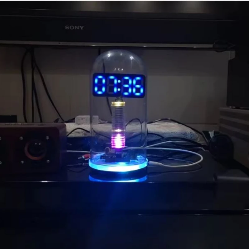 

DIY Clock Spectrum 16 Color Clock Display 32 Color Voice Controlled Music Display Spectrum Cyberpunk Desktop Ornament Gift