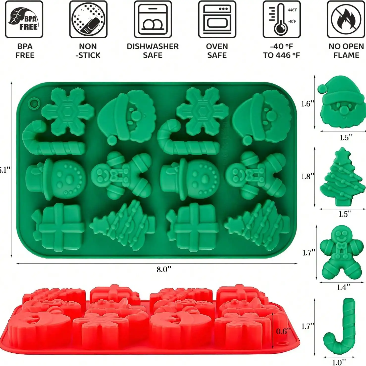 1-2 Stück Weihnachts-3D-Schneeflocken-Silikonformen für Schokolade - Bonbonformen für Gelee, Eiswürfel, unverzichtbare Backwerkzeuge für DIY-Weihnachtsprojekte – Detail 5