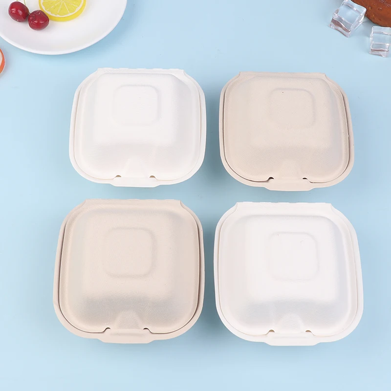 10 Pcs Disposable Bento Box Fruit Salad Hamburger Box Pulp Cake Box Lunch Baking Cake Bowl Packaging Food Container