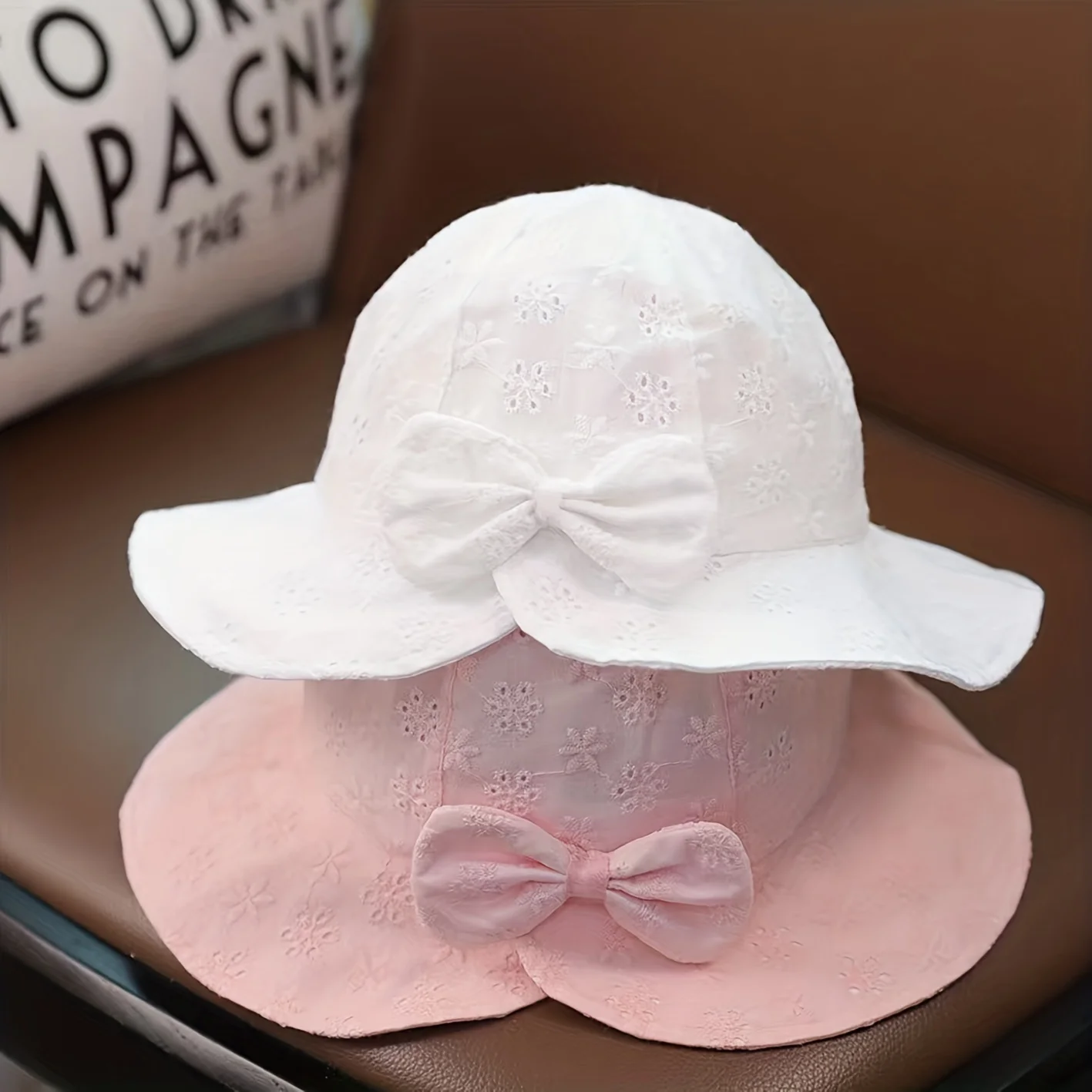 Baby Girls Lace Bow Fisherman\'s Sun Hat, Breathable Summer Outdoor Sunscreen Princess Cap For Newborn Infant Kids Children