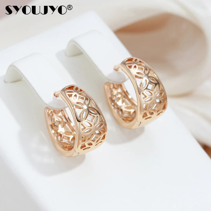 Syoujyo goldfarbene hohle Creolen für Frauen Braut Hochzeit Schmuck Vintage Tropfen Ohrringe