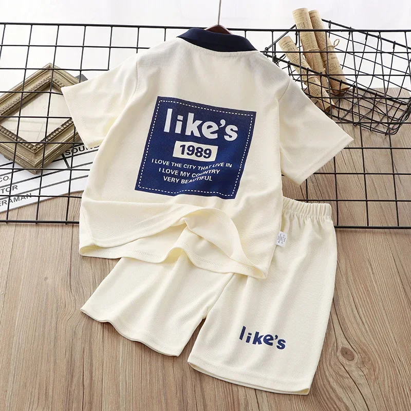 

Summer Children Boy Clothes Set Kid Girl Letter Lapel Tshirts and Shorts 2 Pieces Suit Short Sleeve Top Bottom Outfits Tracksuit