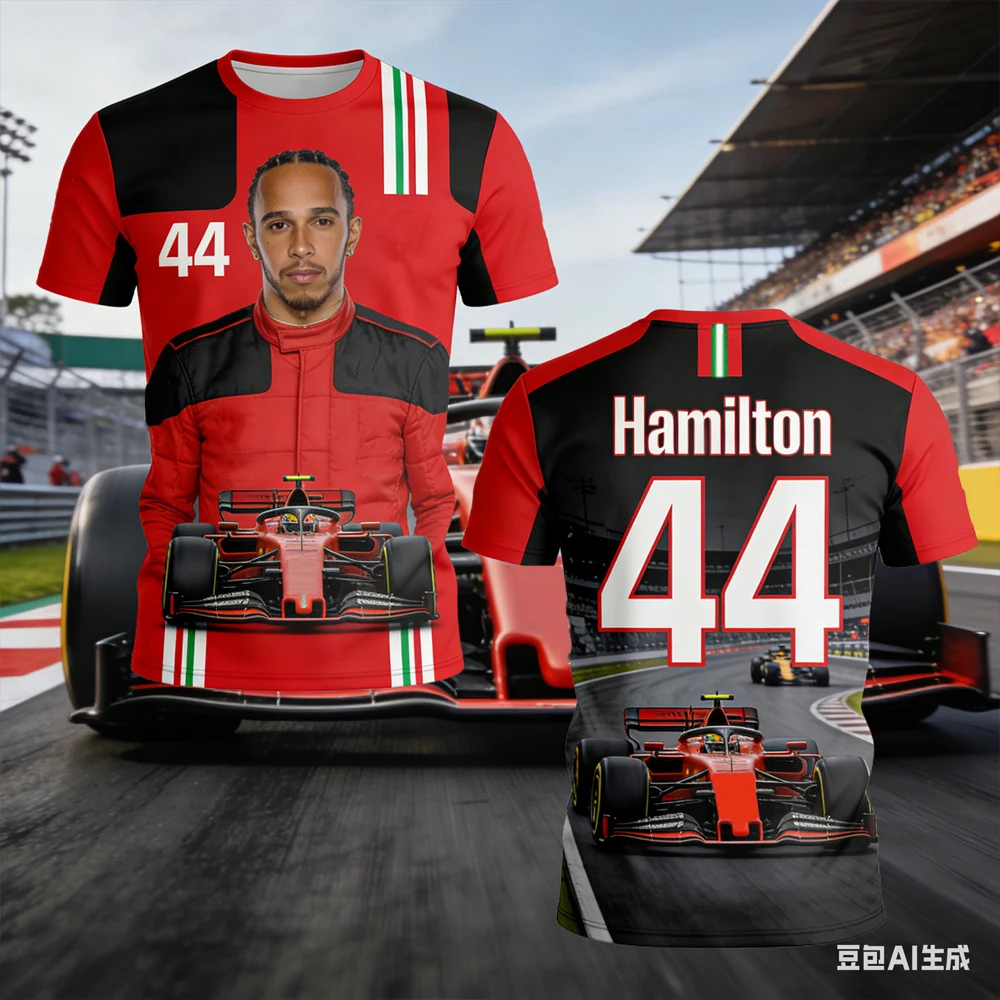 Camiseta de Manga Corta Lewis NO.44 con Diseño de Carreras Generado por IA 2026, Traje de Carreras Deportivo Extremo, Ropa Deportiva Transpirable