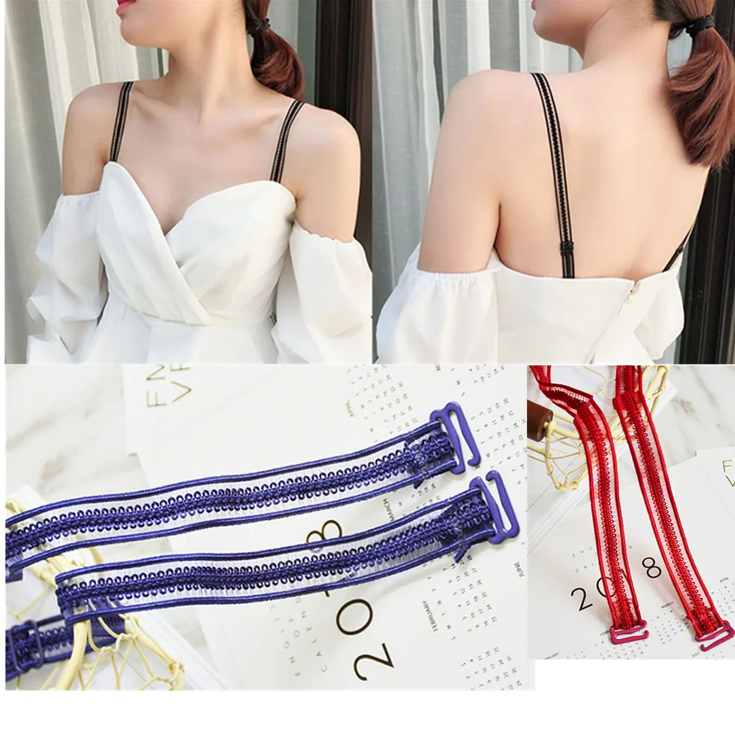 1pair  Casual Bra Straps Invisible Hollowed Lace Flower Double Shoulder Straps Antiskid Novel Bra Shoulder Strap