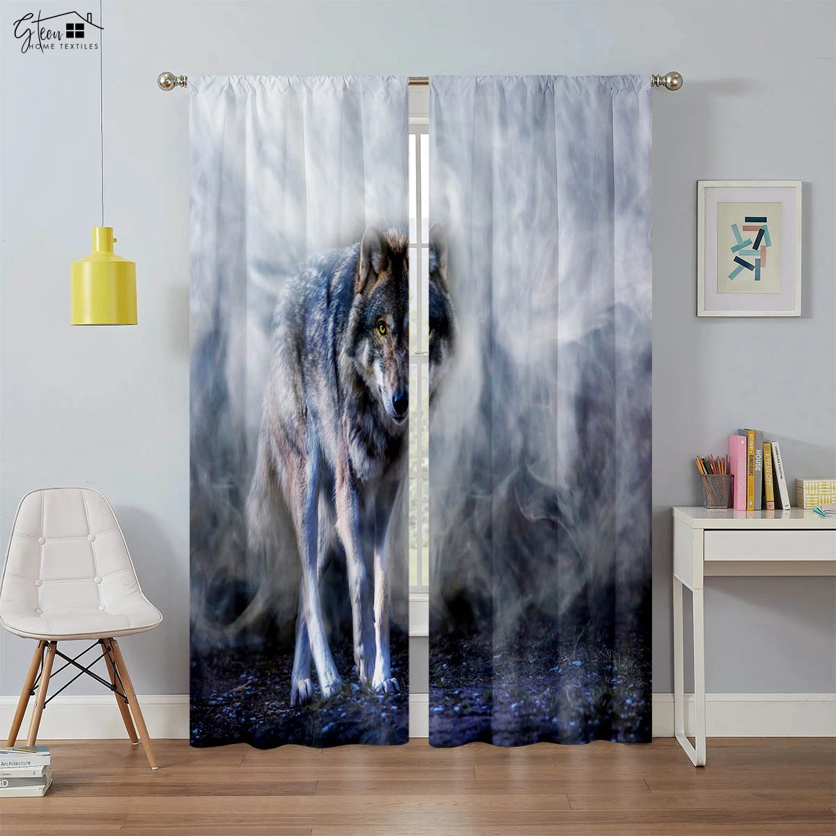 

Cool Wolf Animal 3d Printed Curtains For Children's Room Bedroom Living Room Balcony Study Window Decoration Curtains 2 Pieces