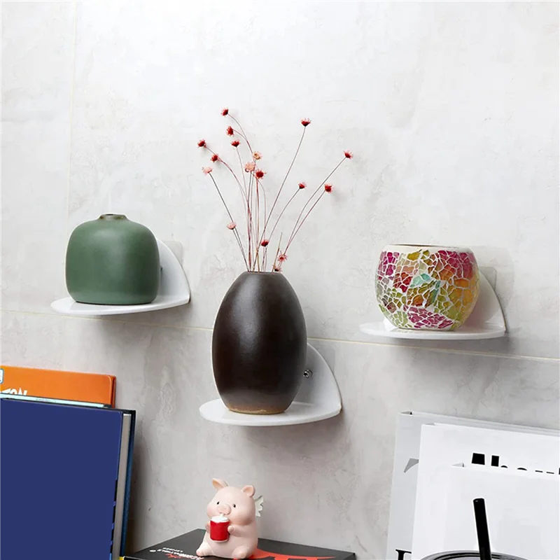 SEWS-Acrylic Floating Wall Shelves Set 6 For Security Cameras, Baby Monitors, Speakers,Universal Small Wall Shelf,White