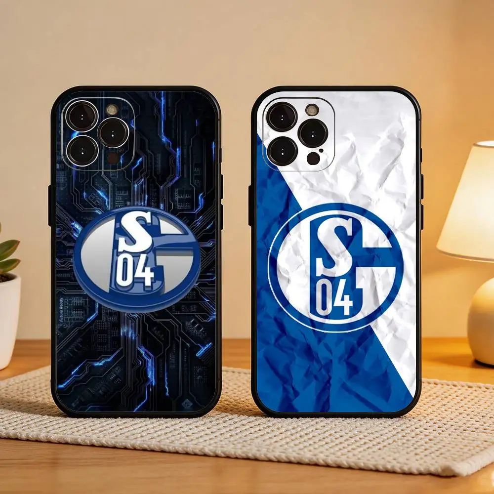 

S-Schalke 04 T-Team Colors Sleek Phone Case For iPhone17,16,15,14,13,12Plus,Pro Max,XS,5G Soft Silicone Black Cover