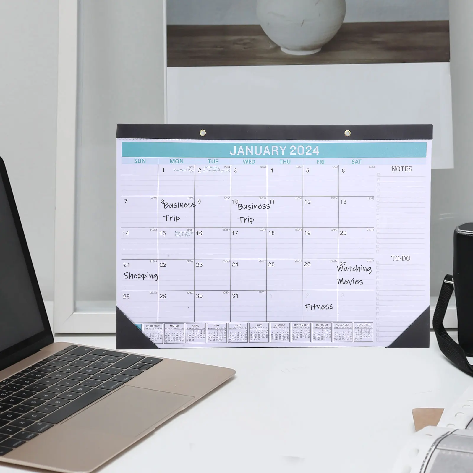 

English Wall Calendar 120g Double-adhesive Paper Hanging Monthly Planner 18 Month Desk Schedule 2024 2025 Gifts