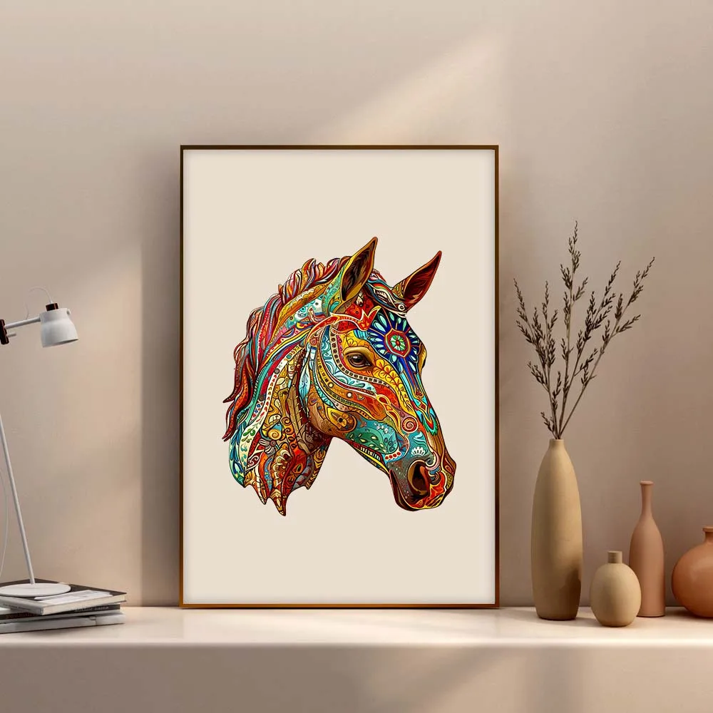 صندوق هدايا خشبي على شكل حصان ملون، هدية رائعة، ألغاز على شكل حيوان غير منتظم، هدية فريدة من نوعها، تفاعل عائلي #4