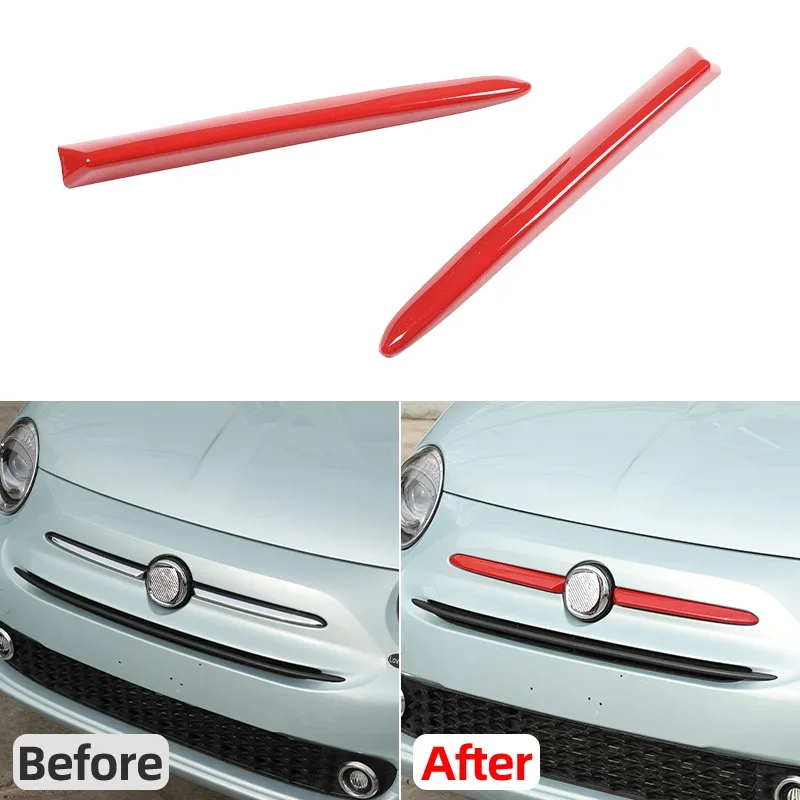 

For Fiat 500 2016-2026 ABS Car Front Logo Both Sides Frame Cover Trim Sticker Front emblem side trim Exterior Accessories