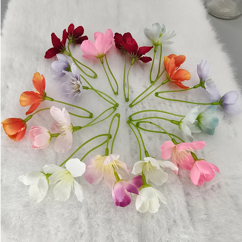 20Pcs 2Heads Artificial Apple Blossom branches Silk Flowers DIY Vases Garland Flower Arrangement Accessories Home Wedding Decor