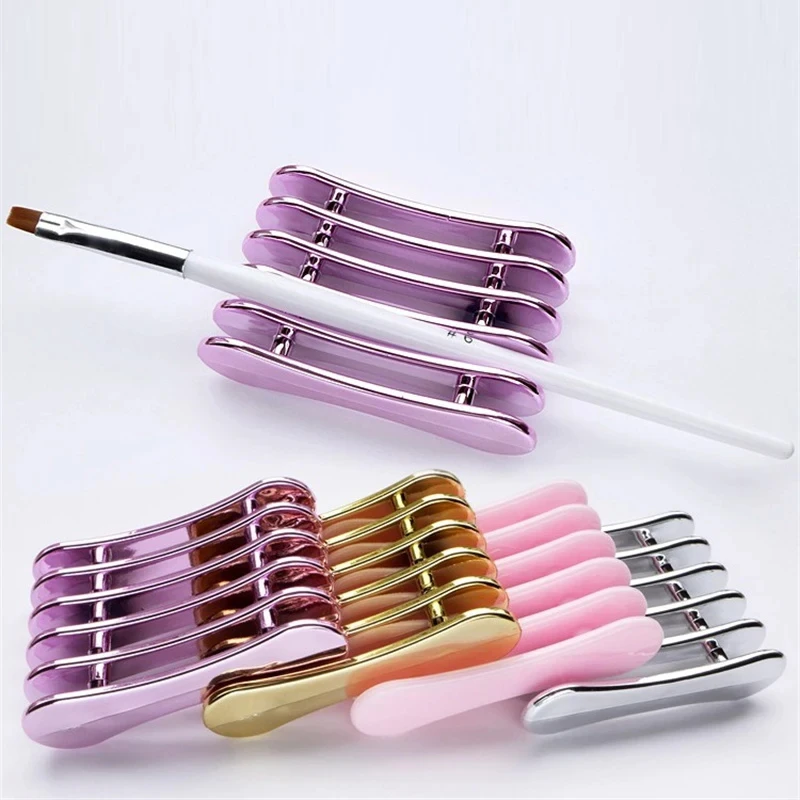 Nail Brush Painting Pen Holder 5Grids Nails Art Brushes Rack Display Drawing Pens Rest Holder Stand UV Gel Manicure Pencil Tools