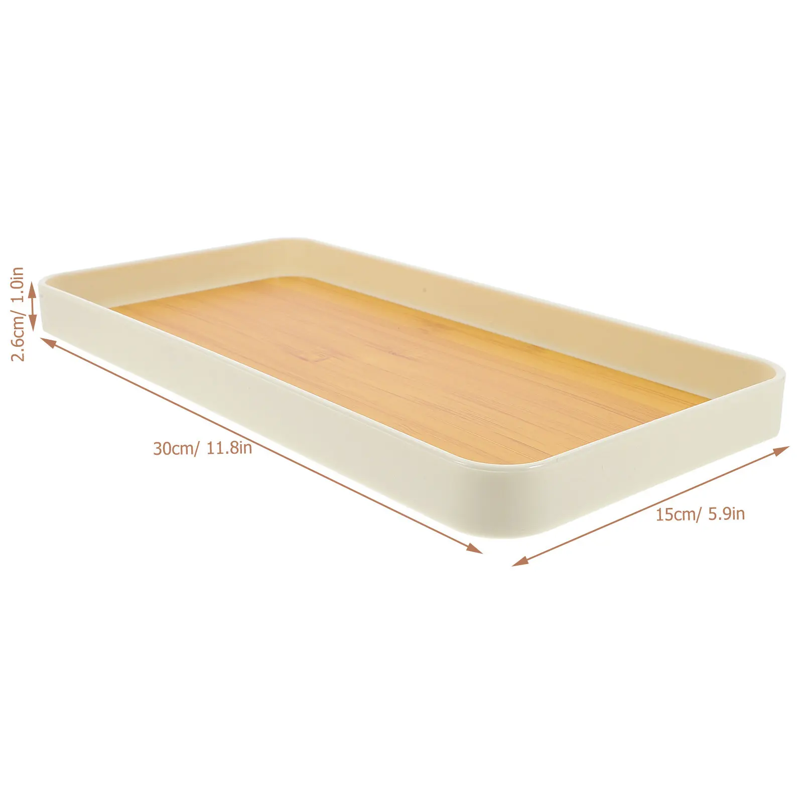 Rectangular Wood Grain Tray Japanese Inspired Rustic Natural Texture Reusable Plastic Tea Cup Fruit Bread Snack Serving Tray