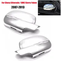 For Chevrolet Silverado 1500 2500 3500 GMC Sierra Car Sticker Rearview Side Mirror Cover Wing Cap Exterior Door Case Trim Carbon