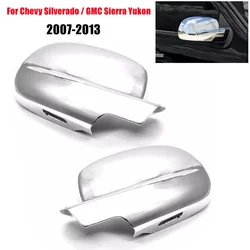 For Chevrolet Silverado 1500 2500 3500 GMC Sierra Car Sticker Rearview Side Mirror Cover Wing Cap Exterior Door Case Trim Carbon