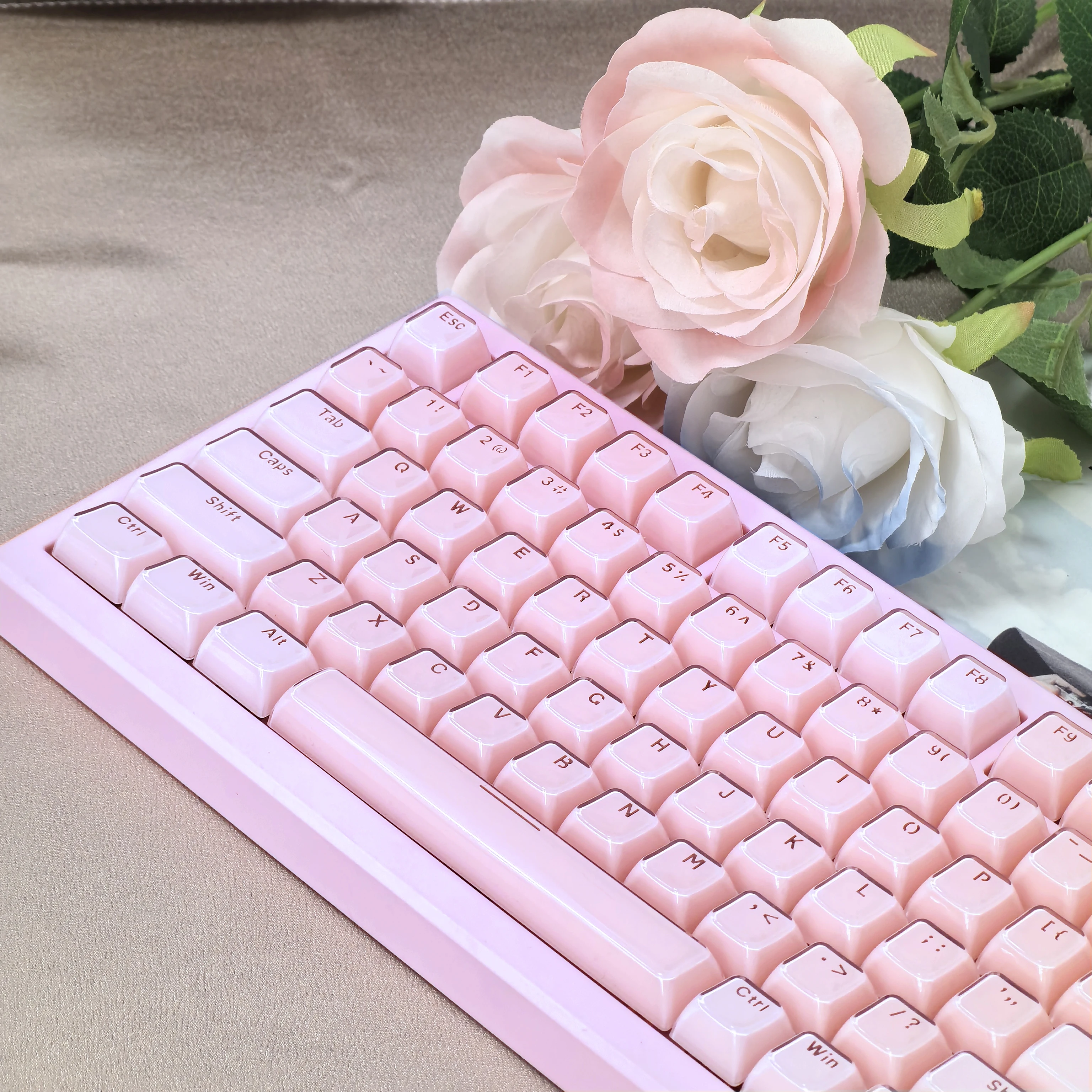 Jelly Keycaps ICE Crystal Translucent Characters Pc+Pbt Material OEM Diy Customized Keycap Set White Blue Pink Keycap 136 Keys