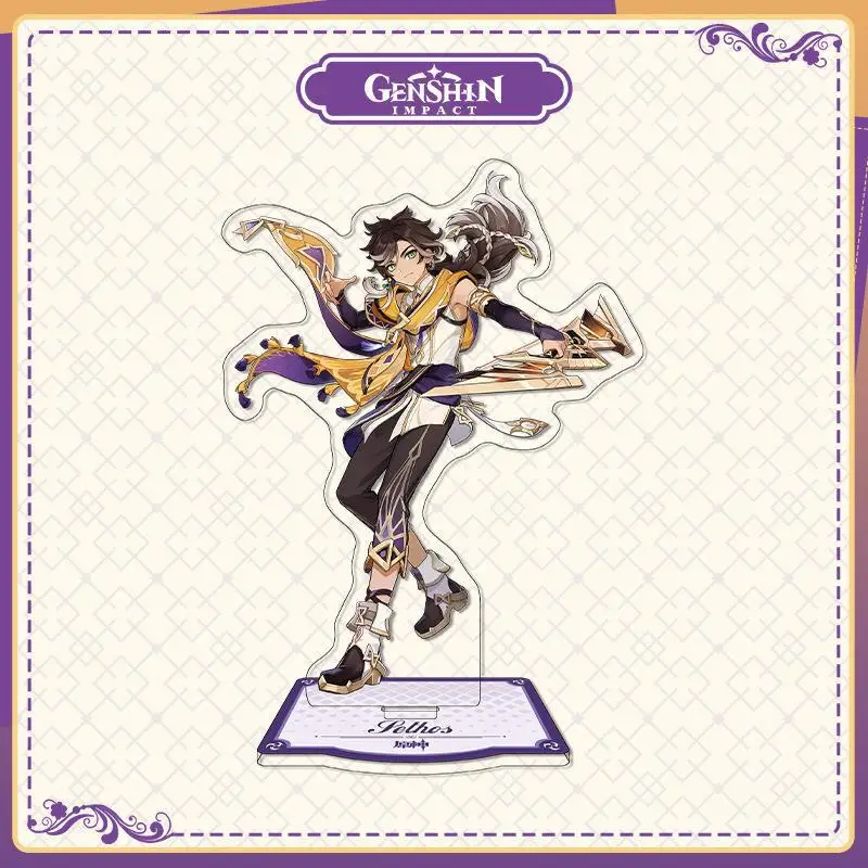 Genshin Impact Sethos 6Pcs Anime Acrylic Figure Stand Badge Card Keychain Backpack Pendant Desk Decoration Game Cosplay Gift