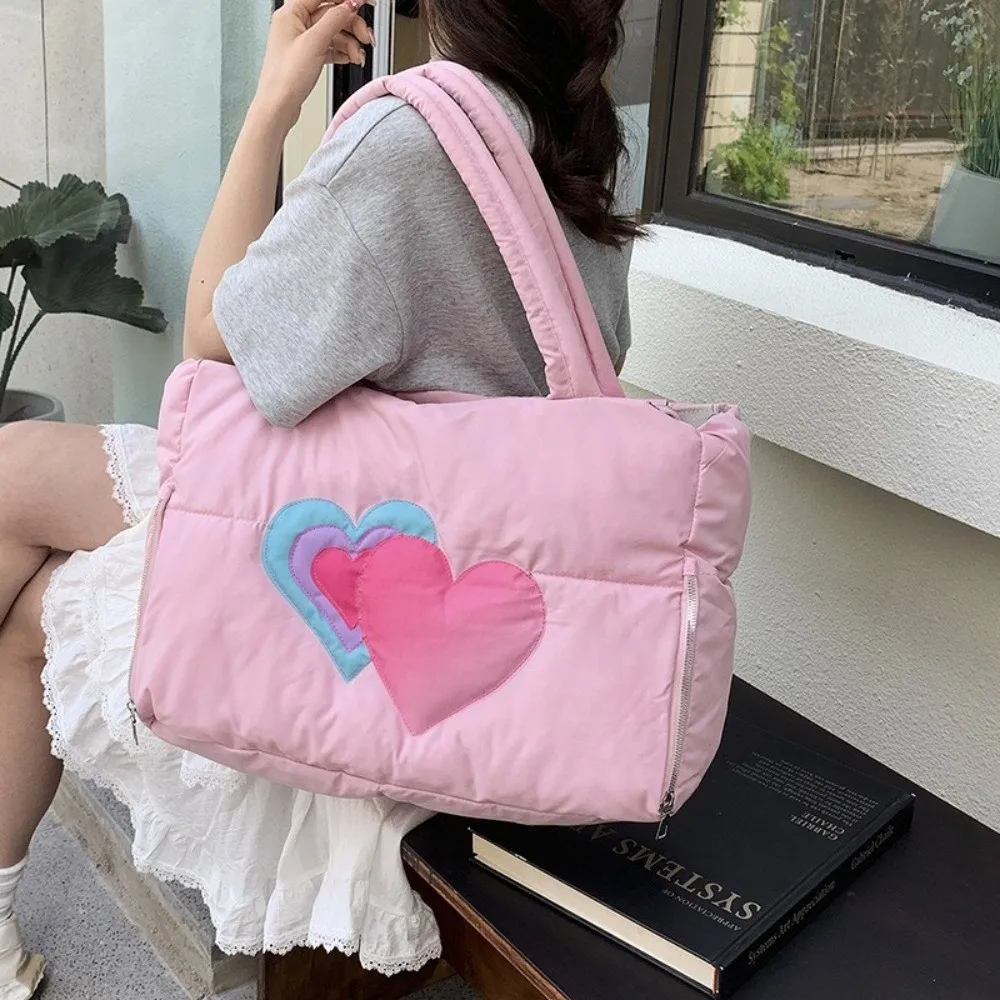 

Work Bag Exquisite Puffer Tote Bag Soft Comfortable Shoulder Bag Large Capacity Padded Handbag School