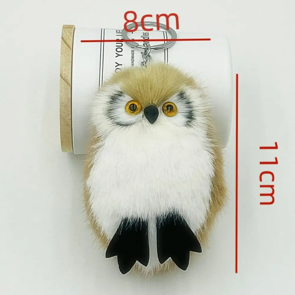 New Cartoon Cute Owl Fur Pendant Keychain Plush Jewelry Owl Fur Ball Caterpillar Bag Ornament Mini Plush Keychain