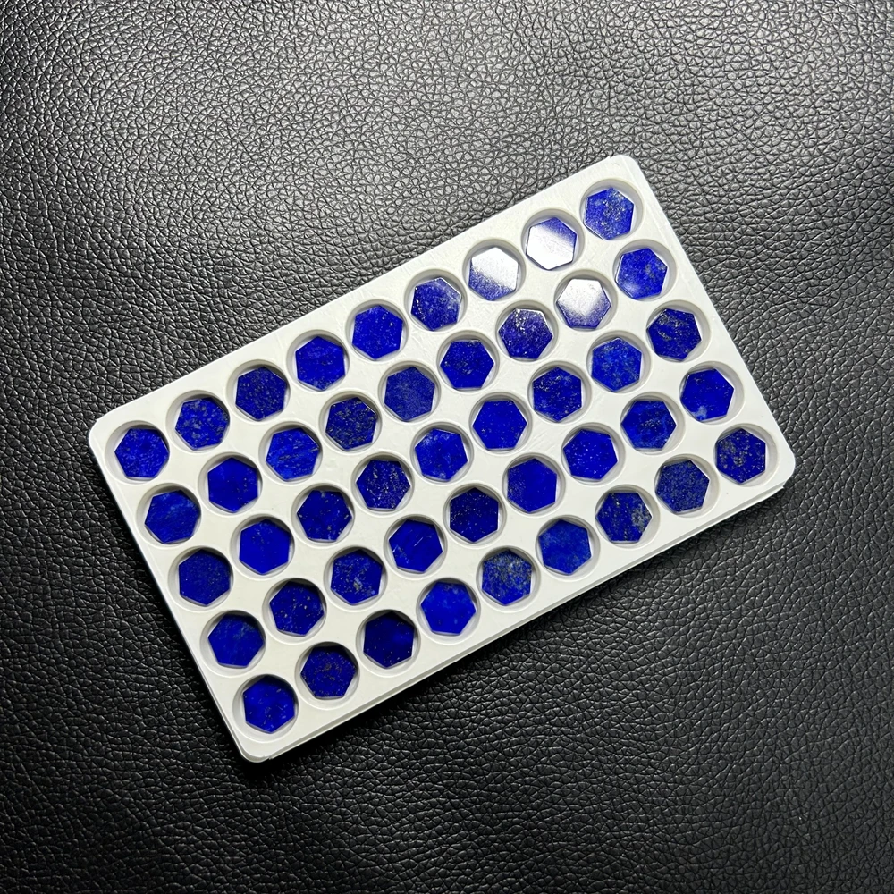 50 Pieces 1 Bag Hexagon Shape Double Flat Bottom 17x1x7x2mm Natural Dark Blue Lapis Gemstone