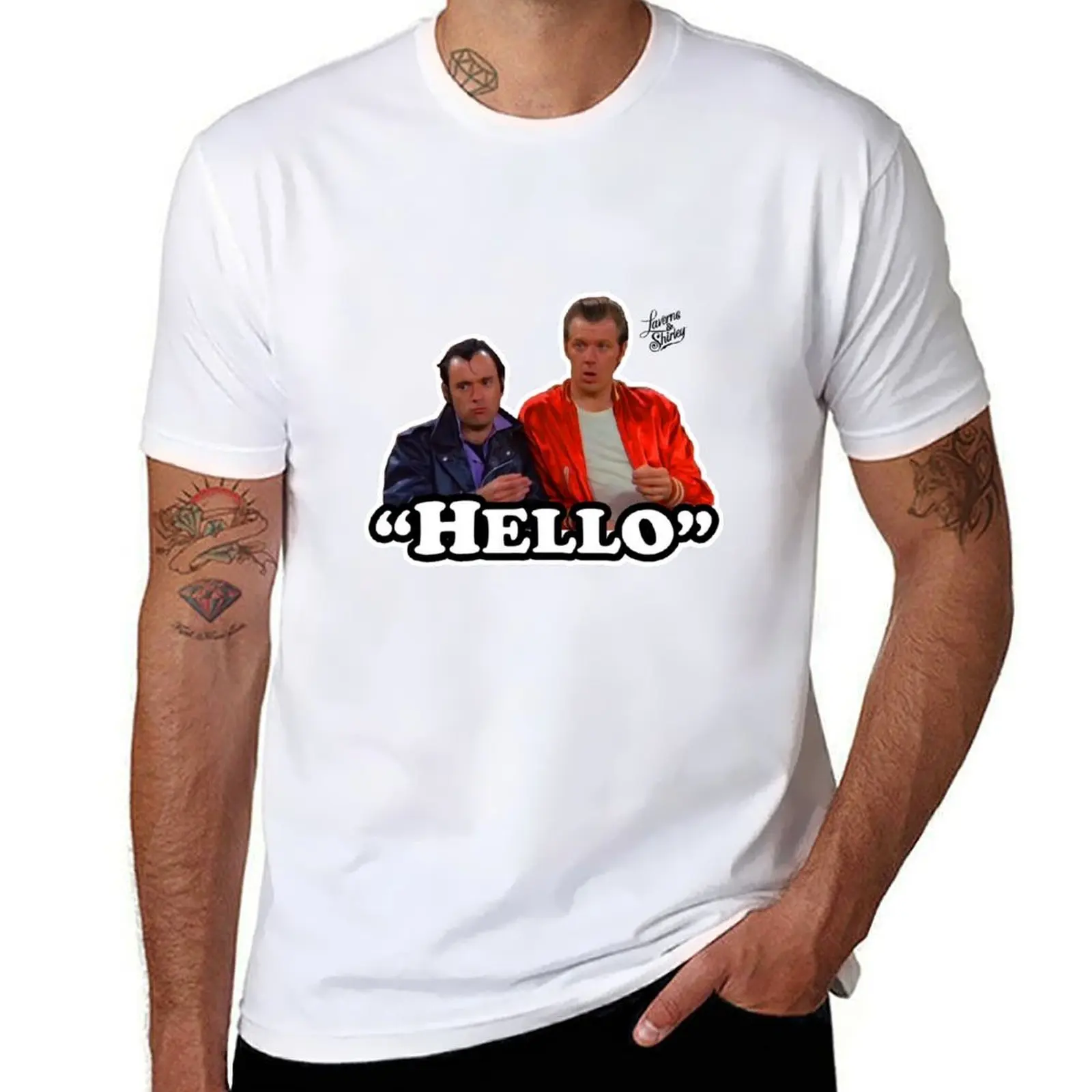 

Squiggy Shirley and 70s Lenny Retro and Laverne Hello T-Shirt Minimal Art Print T-Shirt