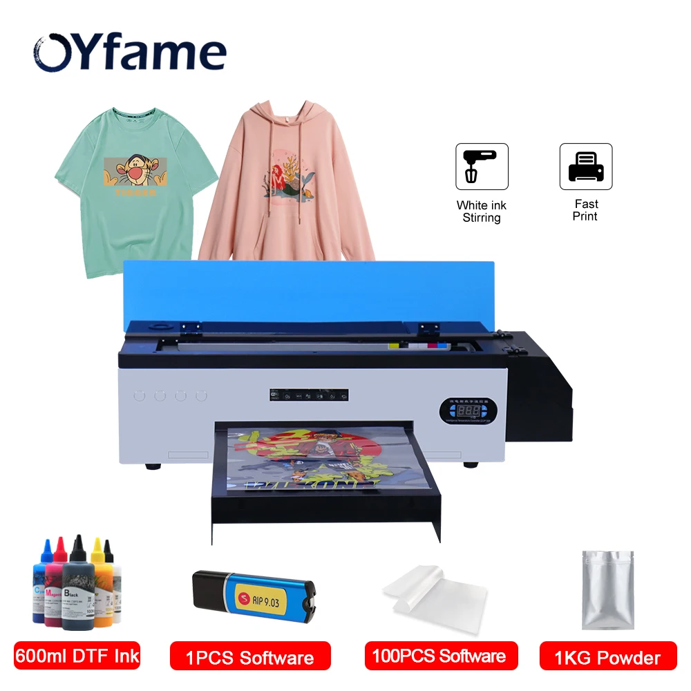 OYfame A3 DTF Printer For Epson DX5 R2000 DTF Printer A3 T Shirt Canvas Mask Clothes Jeans cap Printing Machine Textile Printers