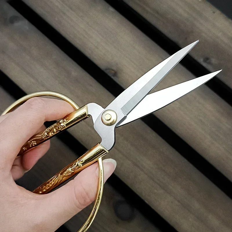 Stainless Steel Sewing Gold Scissors Short Cutter Durable Vintage Embroidery Tailor Scissors Fabric Cutter Craft Tool for Sewing