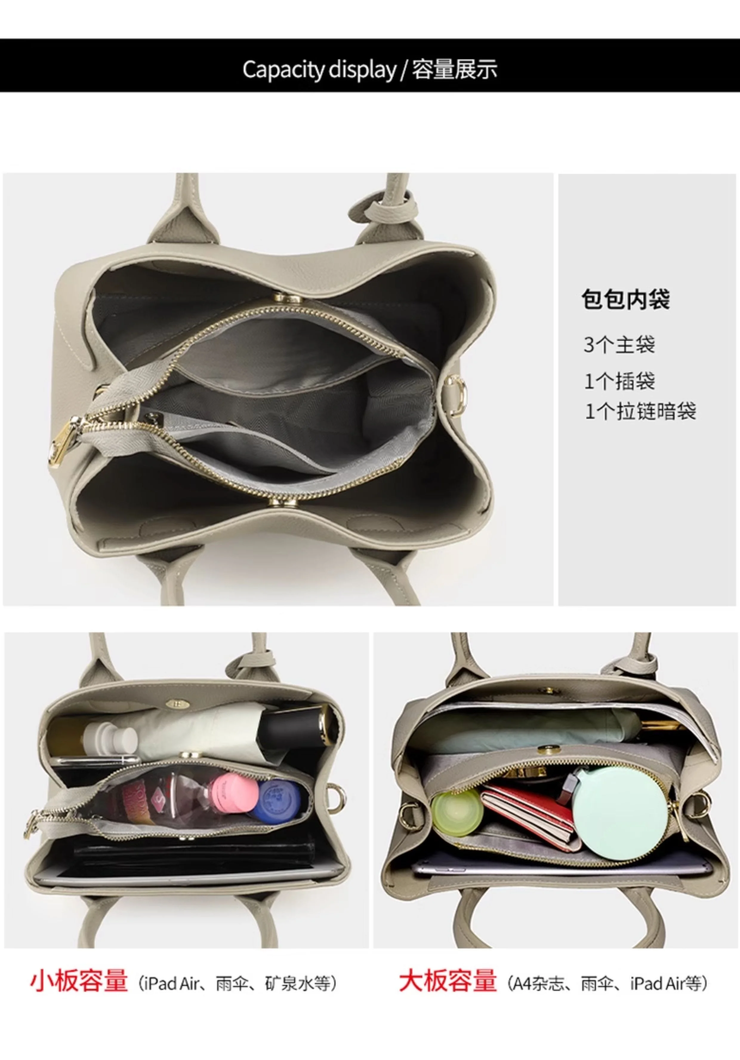 Genuine high-end top-grain women's cowhide handbag, soft leather comfortable and casual women's bag, crossbody bag