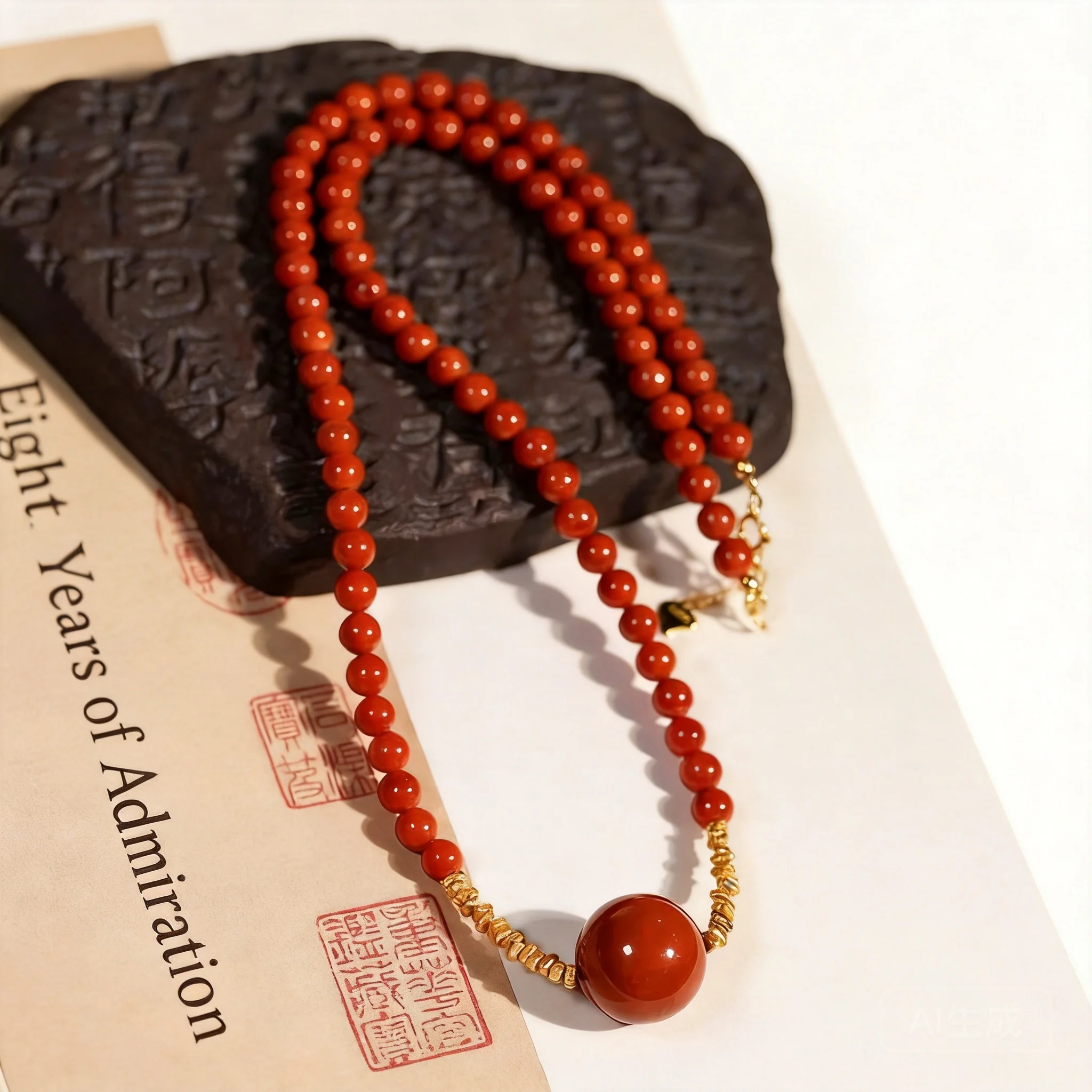 Chinese Style Natural South Red Agate Choker Necklace Lucky Blessing Fortune Small Bead Clavicle Chain For Women Adjustable 45