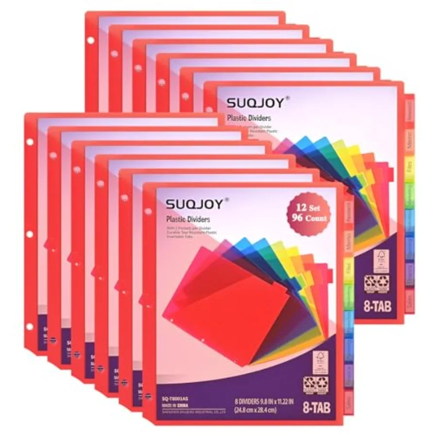 

Binder Index Dividers with Tabs 96 Count 3 Ring Binder Dividers with Pockets 8 Tab Dividers for 3 Ring Binder Plastic Sheet Pro