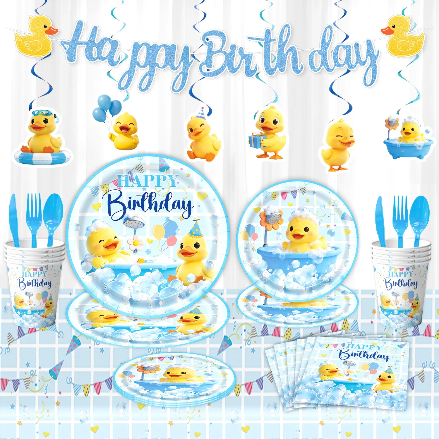 

Cute Yellow Duck Disposable Party Tableware Set, Serves Multiple Guests, Ideal for Parties, Gatherings & Celebrations