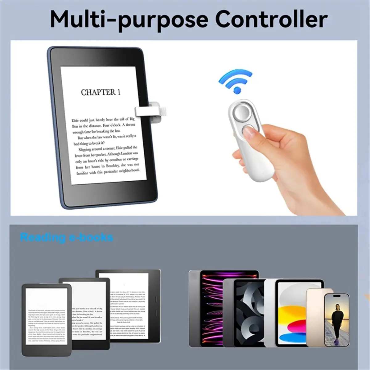 A48U Remote Control Page Turner Clicker Phone Camera Video Record Remote Triggers Clicker Page Turner for