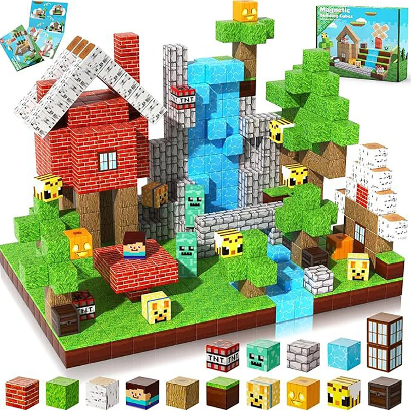 2025 NEW Magnetic Blocks Game Mine Magnet Worlds DIY Toys For Boys Girls STEM Montessori Sensory Cubes Game Toys Christmas Gifts