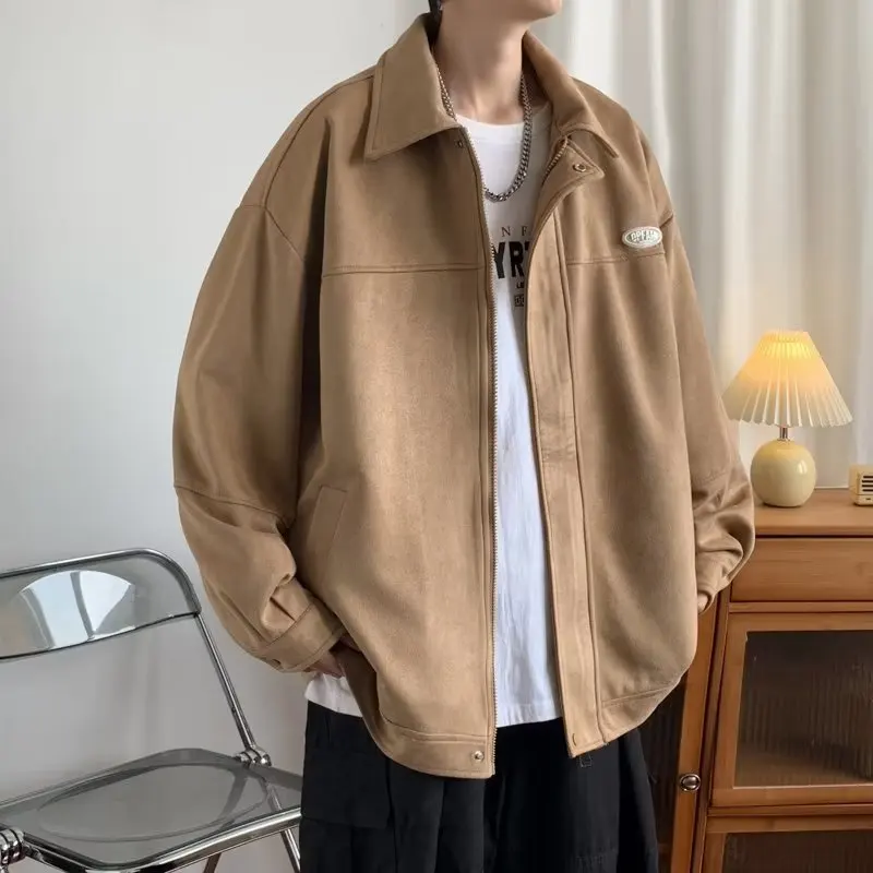 

Oversized Korean Spring Autumn Academy Men's Bomber Jacket Casual Fashion Handsome Loose Style Jacket Coat A07