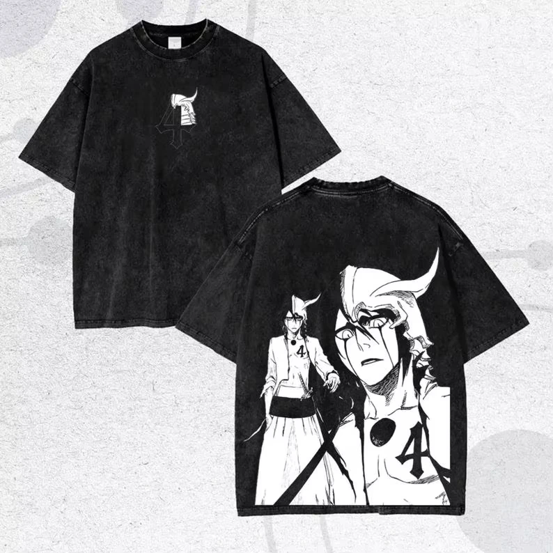 Bleach New Model personality Clothes Oversized Unisex Streetwear Trendy Cotton Vintage Loose Retro Fashion high quality Couples
