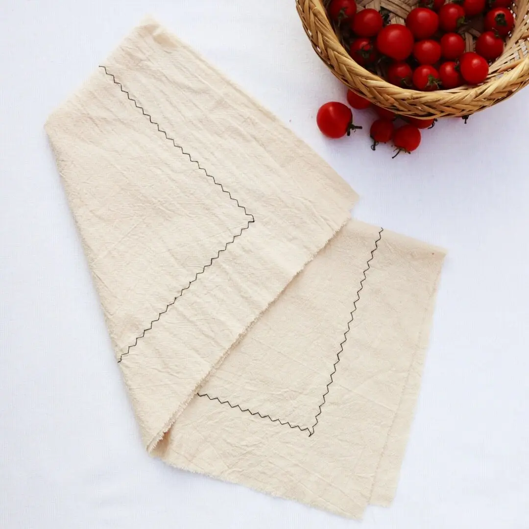 12PCS Cotton Embroidered Napkin Plain Color Rustic Edge Table Cover for Food Photography Tea Towel Vintage Dining Decor