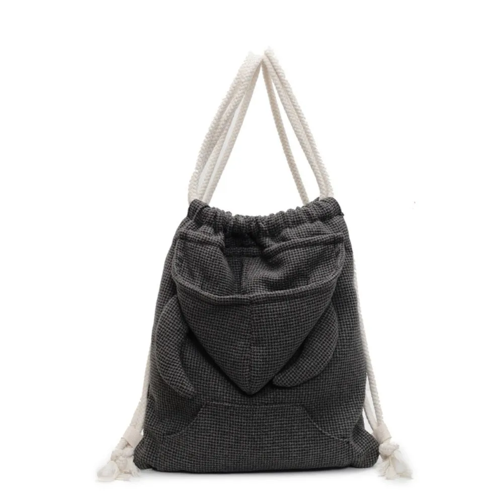 Creative Ox Horn Hooded Backpack Large Capacity Solid Color Hoodie Design Schoolbag Zipper Korean Style Drawstring Bag Gift