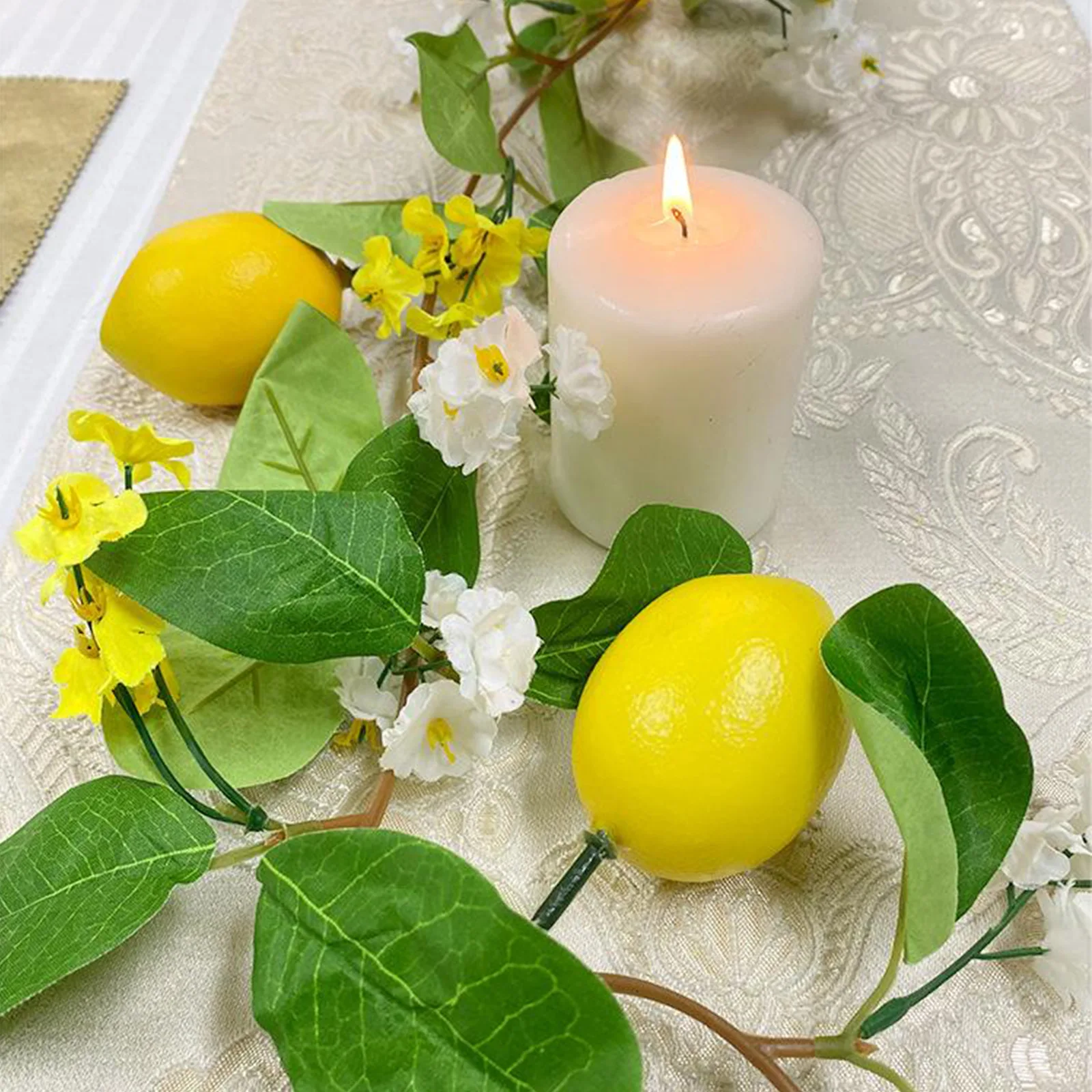 Artificial Lemon Garland Hanging Lemon Rattan Fake Lemon Garland With Eucalyptus Leaves Front Door Vine Kitchen Outdoor Decor