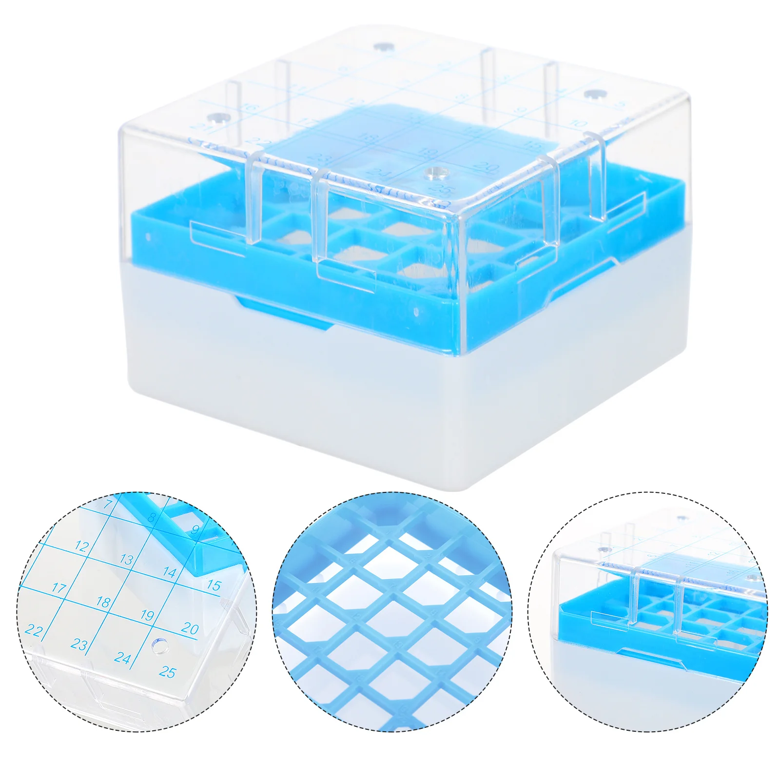 25 -grid Sample Tubes Organizer Cryovial Freezer Boxes Rack for Freezing Storage