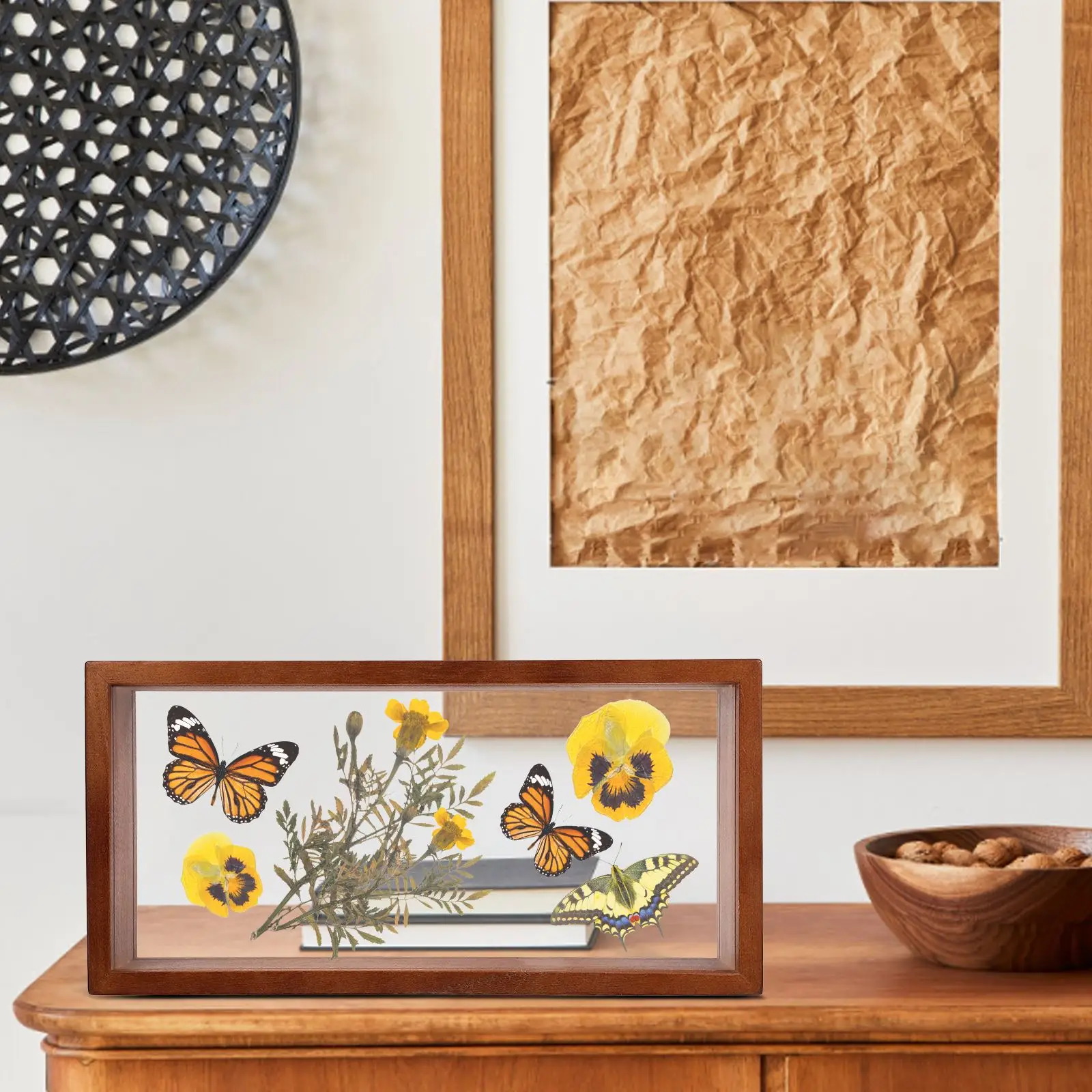 Shadow Box Frame Rectangle Acrylic Wood Storage Desktop Postcard Pressed Flowers Dried Leaf Display Case Specimen Photos