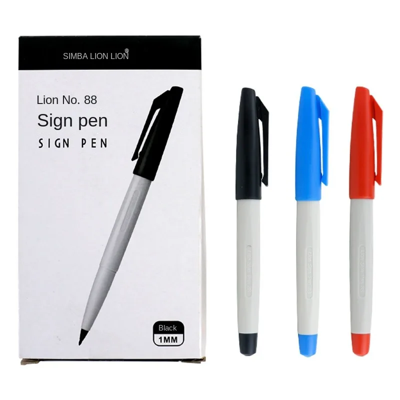 Borrence 12pc Lion Signature Pen 88 Marker Pen 1.0mm Can Add Ink Color Drawing Hook Pen Quick drying School supplies