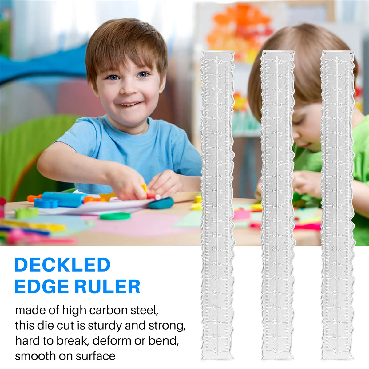 

3 Pieces 8.4 Inches Metal Irregular Edges Ruler Edges Ruler for Card Making Scrapbooking Craft Decor School Office Tools CX